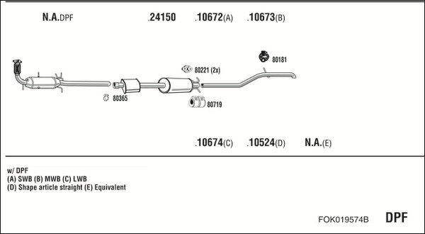 Sistem de esapament FOK019574B WALKER
