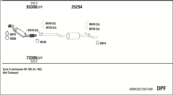 Sistem de esapament MBK057307AB WALKER