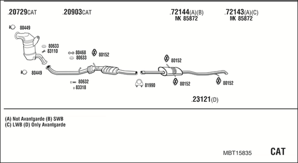 Sistem de esapament MBT15835 WALKER