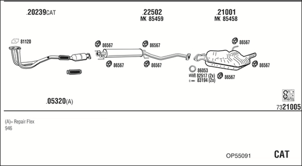 Sistem de esapament OP55091 WALKER
