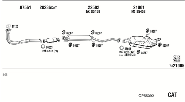 Sistem de esapament OP55092 WALKER