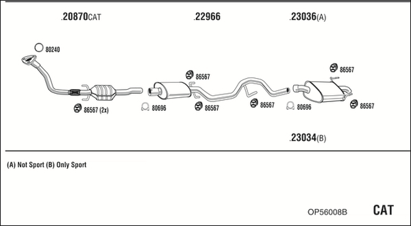 Sistem de esapament OP56008B WALKER