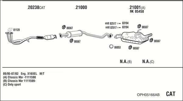 Sistem de esapament OPH05166AB WALKER