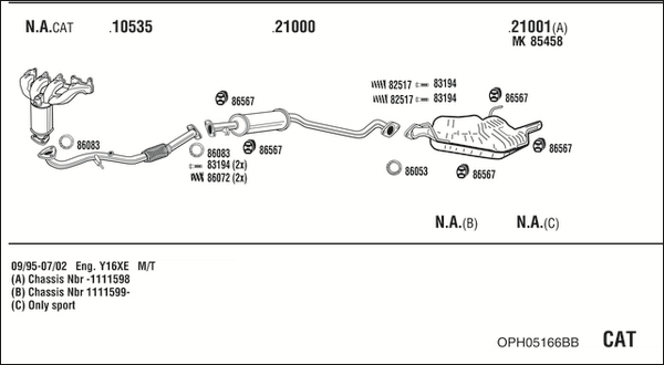 Sistem de esapament OPH05166BB WALKER