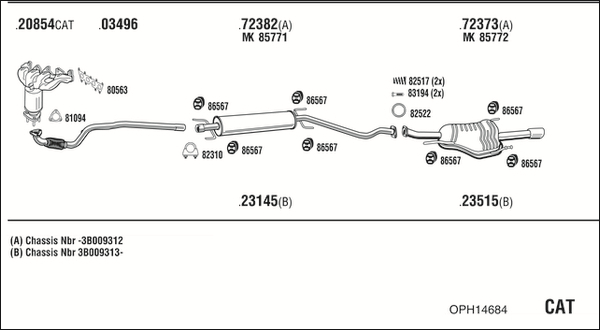 Sistem de esapament OPH14684 WALKER