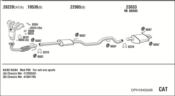 Sistem de esapament OPH16450AB WALKER