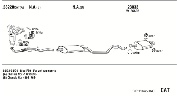 Sistem de esapament OPH16450AC WALKER