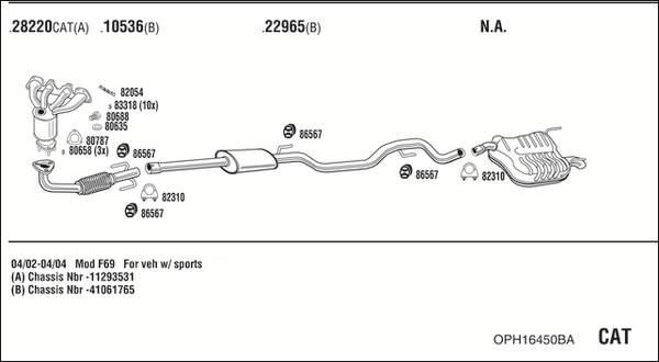 Sistem de esapament OPH16450BA WALKER