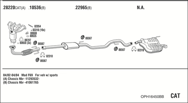 Sistem de esapament OPH16450BB WALKER