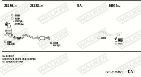 Sistem de esapament OPK013949B WALKER