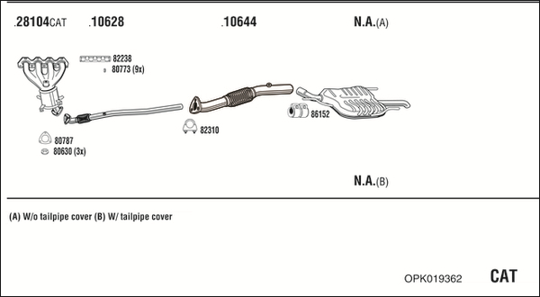 Sistem de esapament OPK019362 WALKER