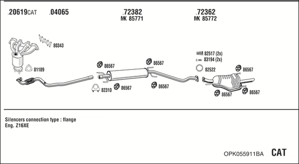 Sistem de esapament OPK055911BA WALKER