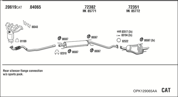 Sistem de esapament OPK129065AA WALKER
