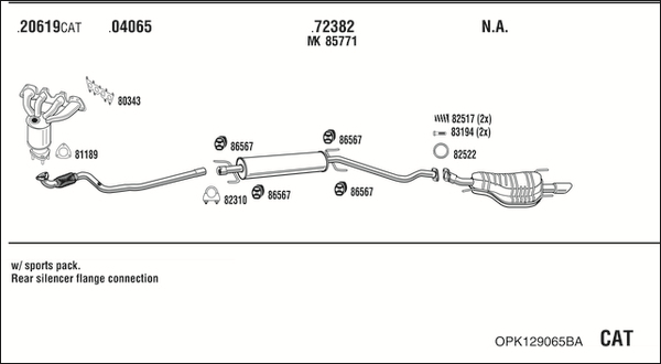 Sistem de esapament OPK129065BA WALKER