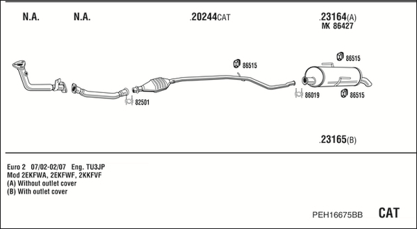 Sistem de esapament PEH16675BB WALKER
