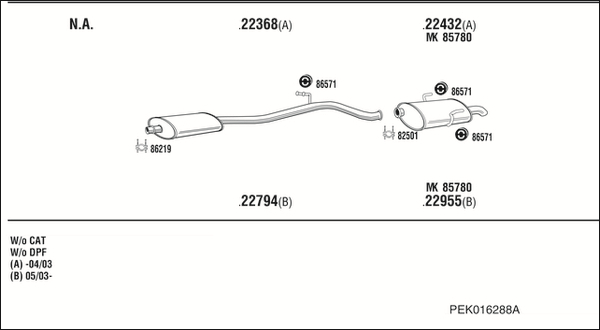 Sistem de esapament PEK016288A WALKER