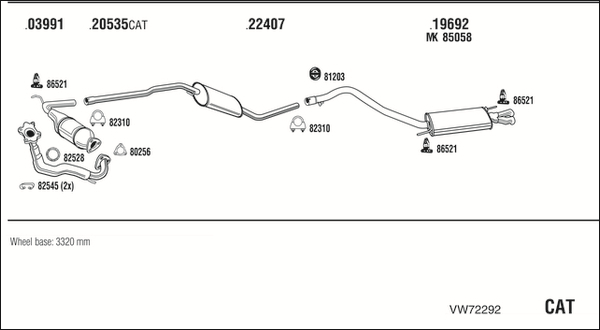 Sistem de esapament VW72292 WALKER