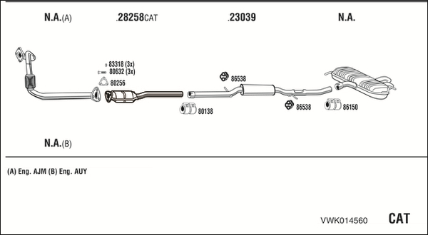 Sistem de esapament VWK014560 WALKER