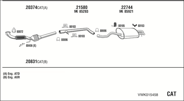Sistem de esapament VWK015458 WALKER