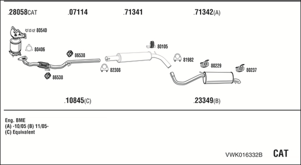 Sistem de esapament VWK016332B WALKER