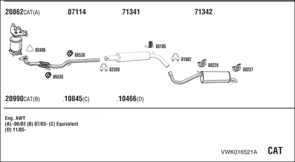 Sistem de esapament VWK016521A WALKER