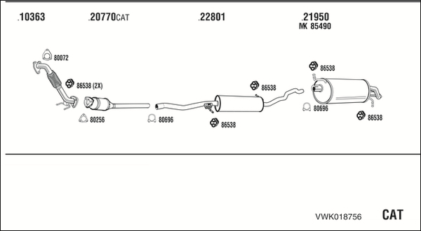 Sistem de esapament VWK018756 WALKER