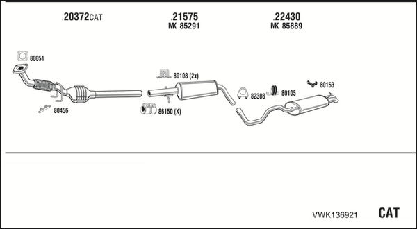 Sistem de esapament VWK136921 WALKER