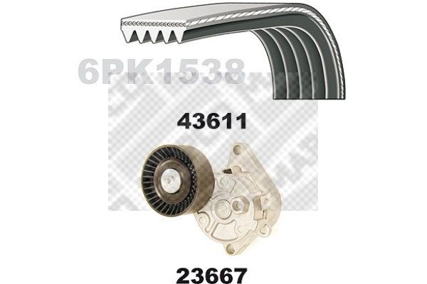 Set curea transmisie cu caneluri 23611 MAPCO