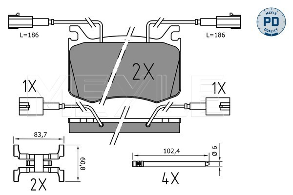 Set placute frana,frana disc 025 220 9115/PD MEYLE