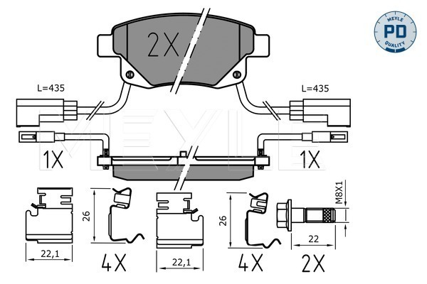 Set placute frana,frana disc 025 244 8617/PD MEYLE