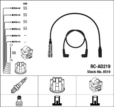 Set cablaj aprinder 0519 NGK