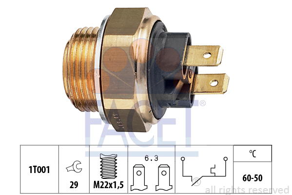 Comutator temperatura, ventilator radiator 7.5034 FACET