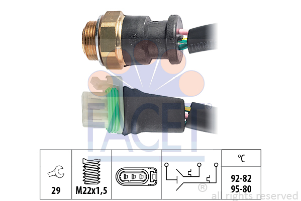 Comutator temperatura, ventilator radiator 7.5656 FACET