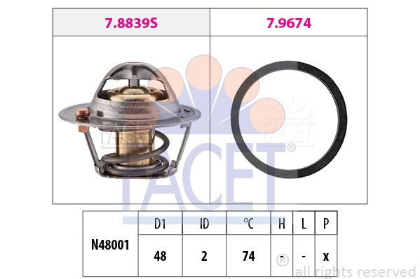 Termostat,lichid racire 7.8839 FACET