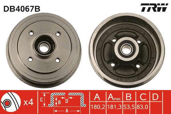 Tambur frana DB4067B TRW