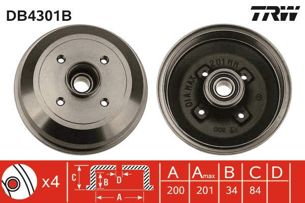 Tambur frana DB4301B TRW