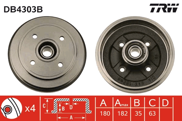 Tambur frana DB4303B TRW