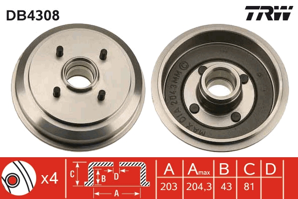 Tambur frana DB4308 TRW