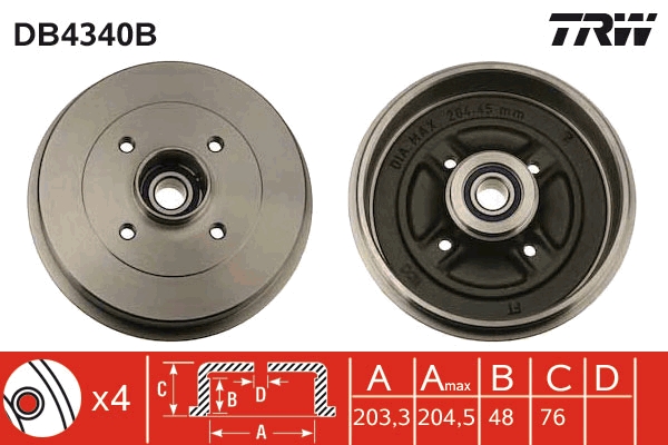 Tambur frana DB4340B TRW