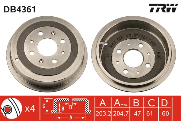 Tambur frana DB4361 TRW