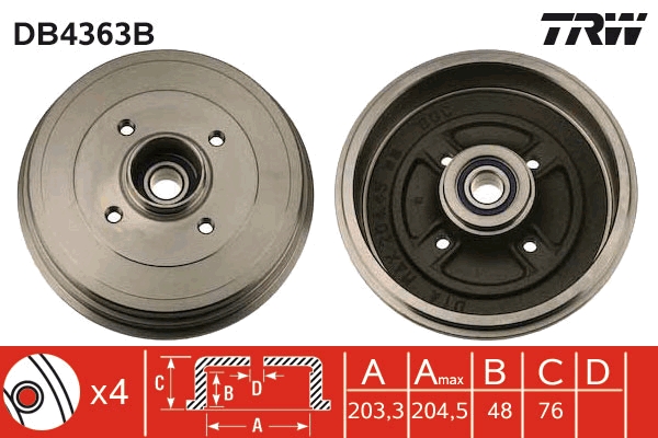 Tambur frana DB4363B TRW