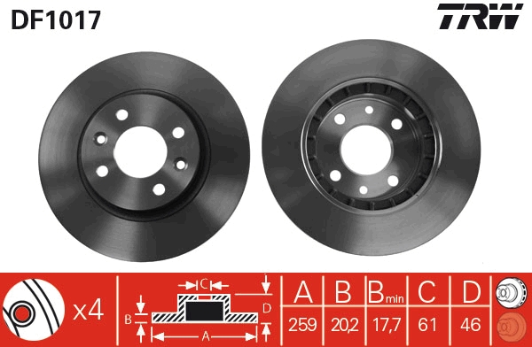 Disc frana DF1017 TRW