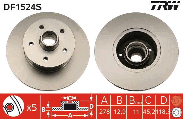 Disc frana DF1524S TRW