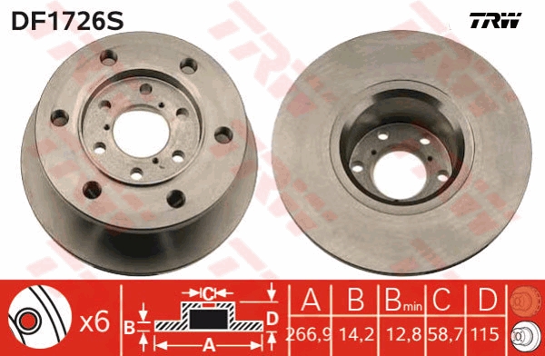 Disc frana DF1726S TRW