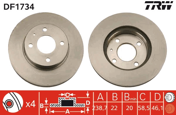 Disc frana DF1734 TRW