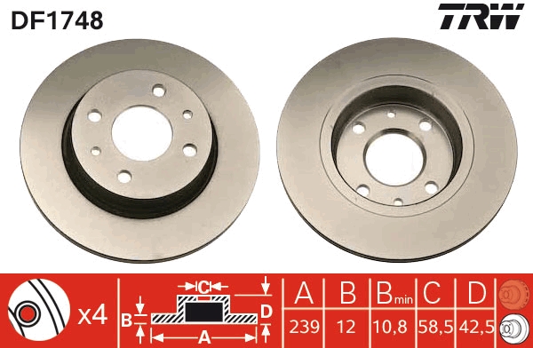 Disc frana DF1748 TRW