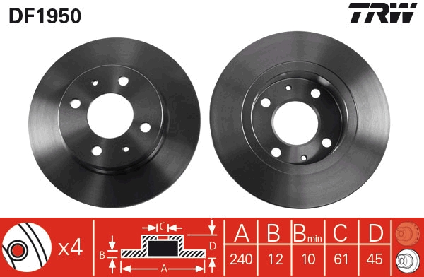 Disc frana DF1950 TRW