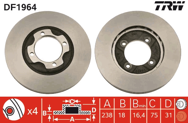 Disc frana DF1964 TRW