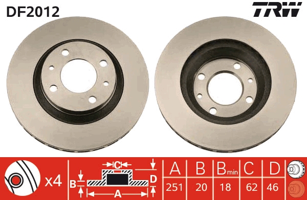 Disc frana DF2012 TRW