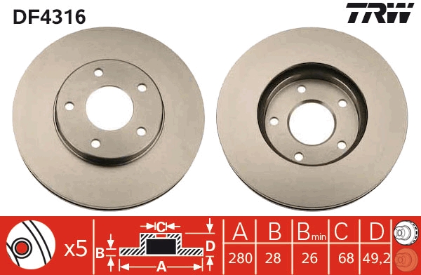 Disc frana DF4316 TRW